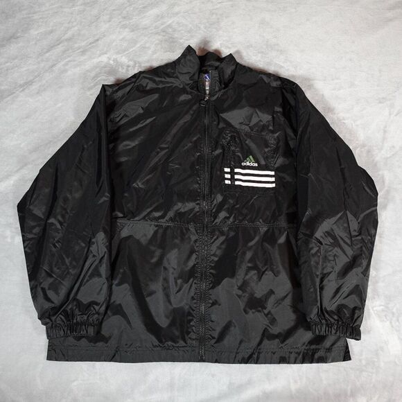 Vintage Adidas Windbreaker Jacket Coat Mens XL Embroidered Logo Black 90s - Picture 4 of 11